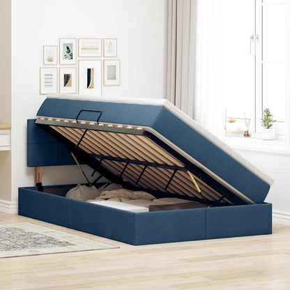 Letto con contenitore e materasso con testiera Blu 120 x 200 cm | homemem39
