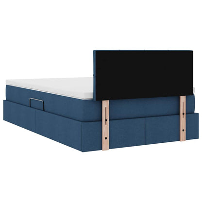 Letto con contenitore e materasso con testiera Blu 120 x 200 cm