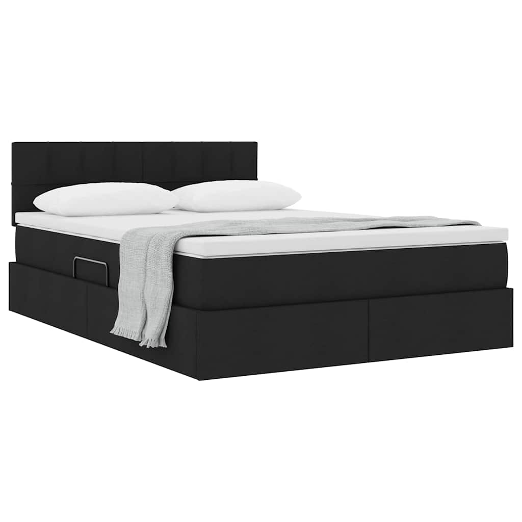 Letto con contenitore e materasso Nero 140 x 190 cm
