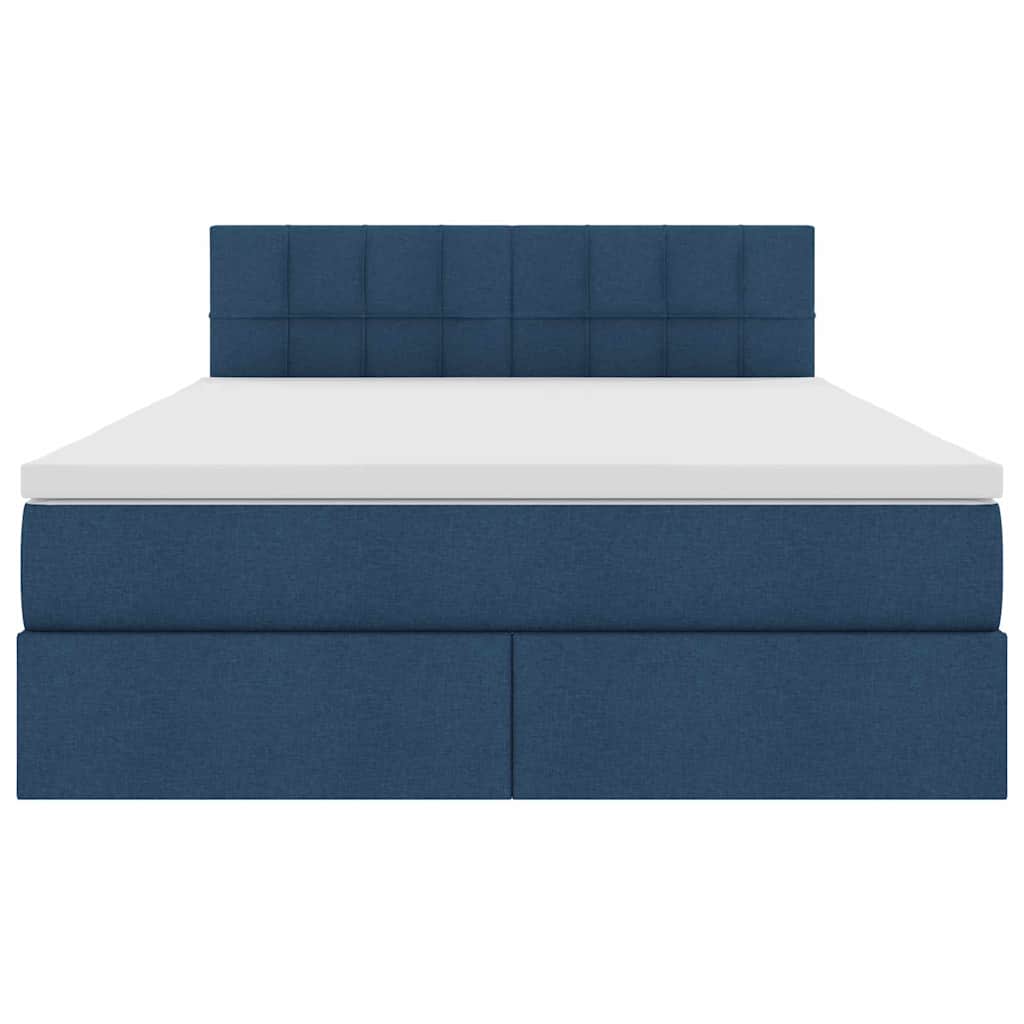 Letto con contenitore e materasso con testiera Blu 140 x 190 cm | homemem39