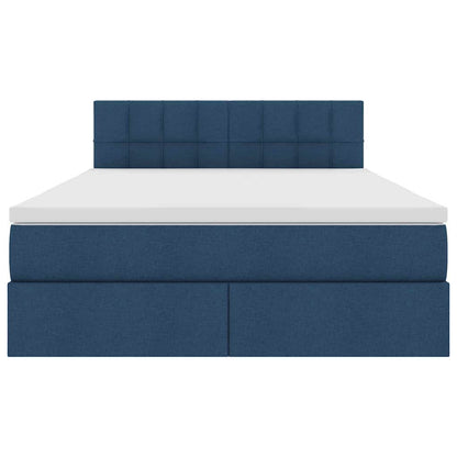 Letto con contenitore e materasso con testiera Blu 140 x 190 cm | homemem39