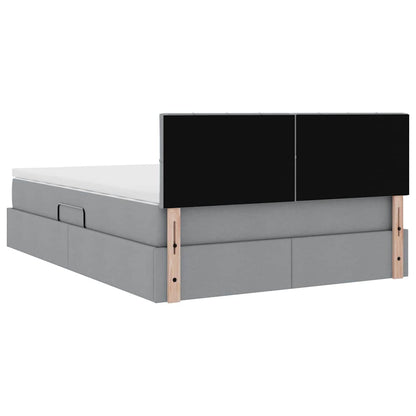Letto con contenitore e materasso Grigio chiaro 140 x 200 cm