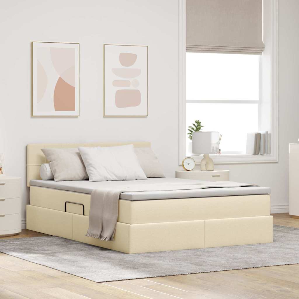 Letto con contenitore e materasso Crema 120 x 200 cm