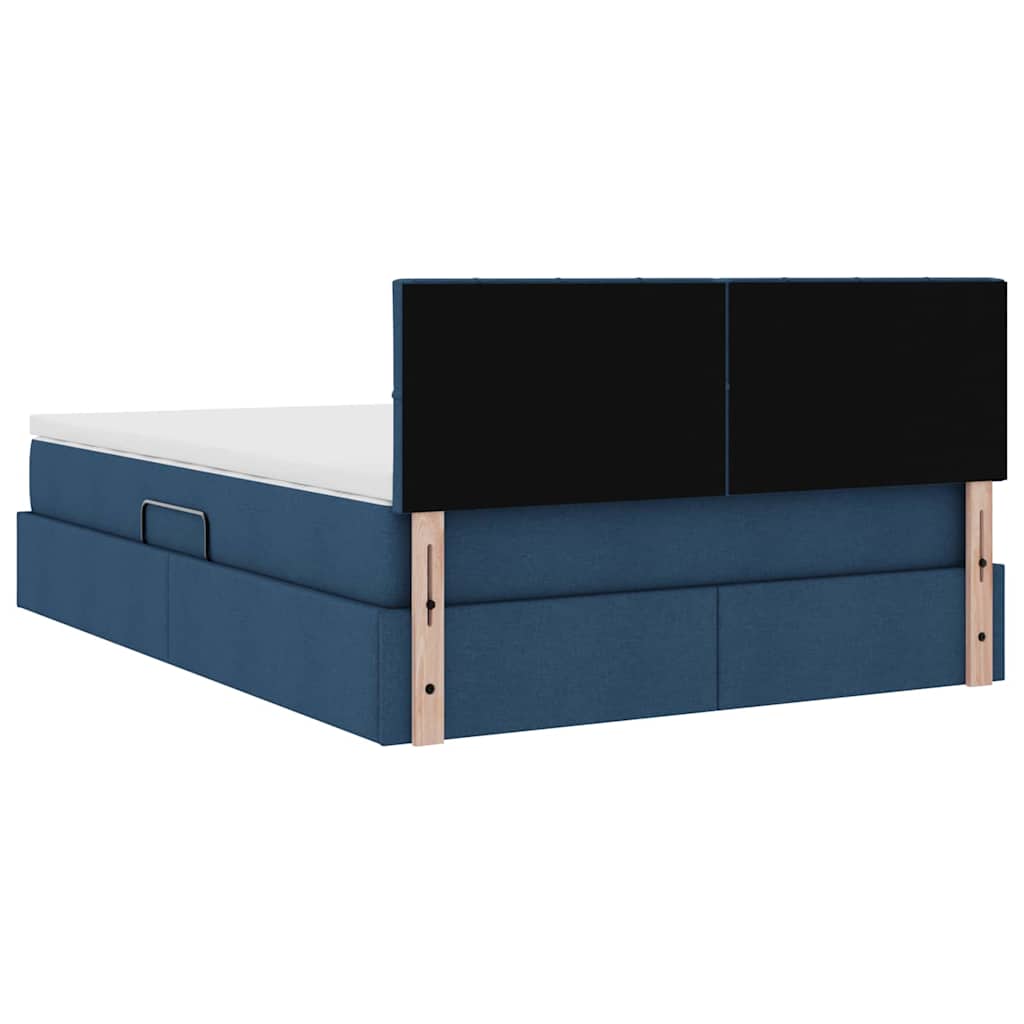 Letto con contenitore e materasso con testiera Blu 120 x 200 cm