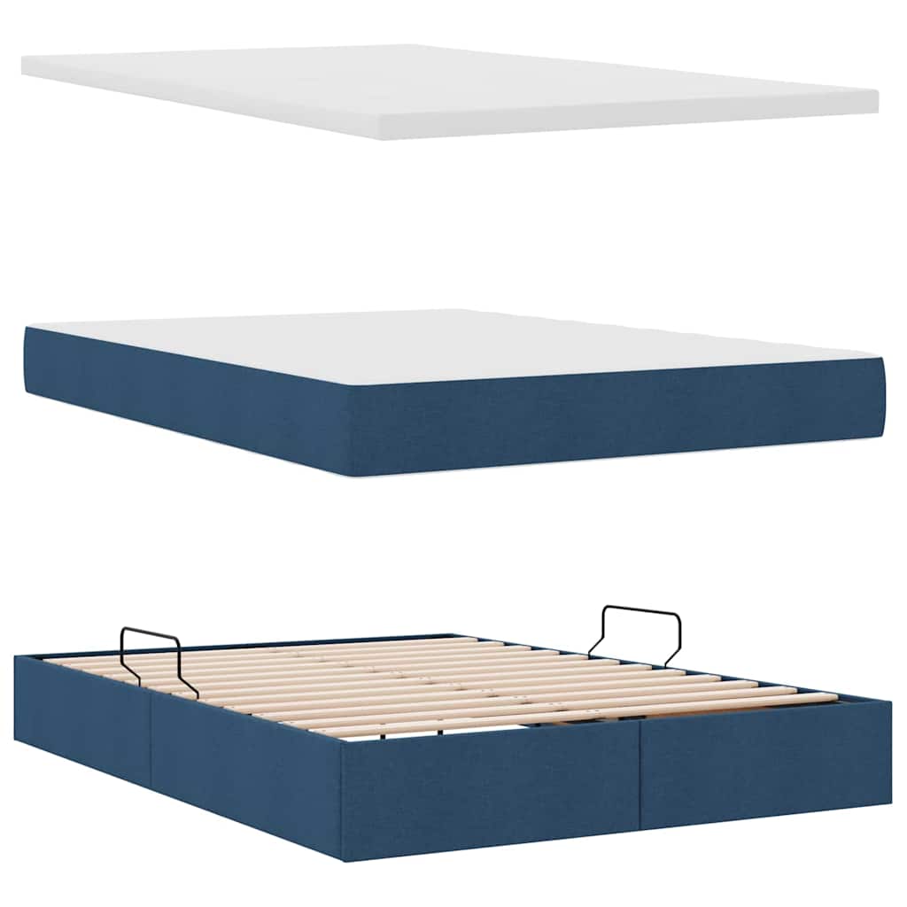 Letto con contenitore e materasso con testiera Blu 120 x 200 cm | homemem39
