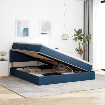 Letto con contenitore e materasso con testiera Blu 160 x 200 cm | homemem39