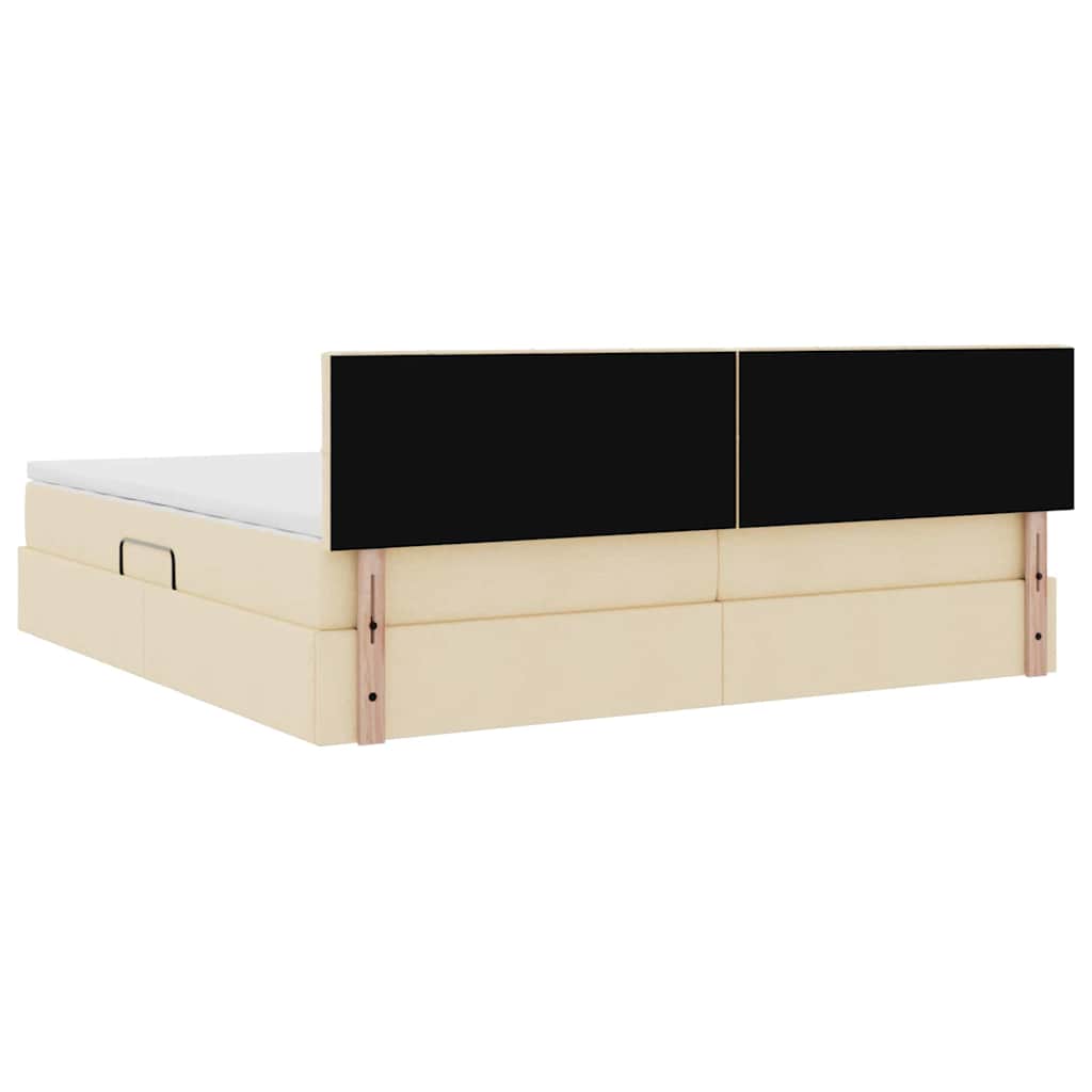 Letto con contenitore e materasso Crema 200 x 200 cm