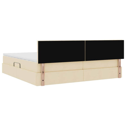 Letto con contenitore e materasso Crema 200 x 200 cm