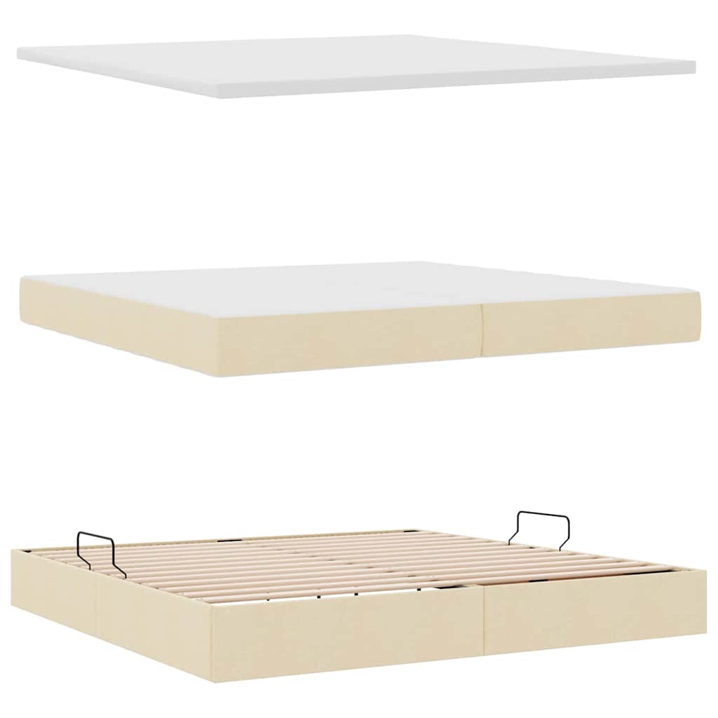 Letto con contenitore e materasso Crema 200 x 200 cm | homemem39
