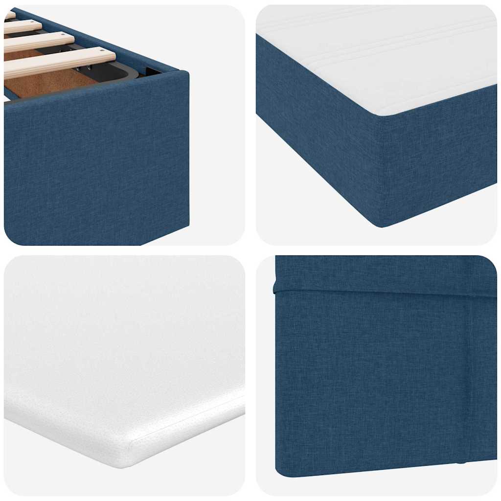 Letto con contenitore e materasso con testiera Blu 200 x 200 cm