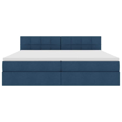 Letto con contenitore e materasso con testiera Blu 200 x 200 cm