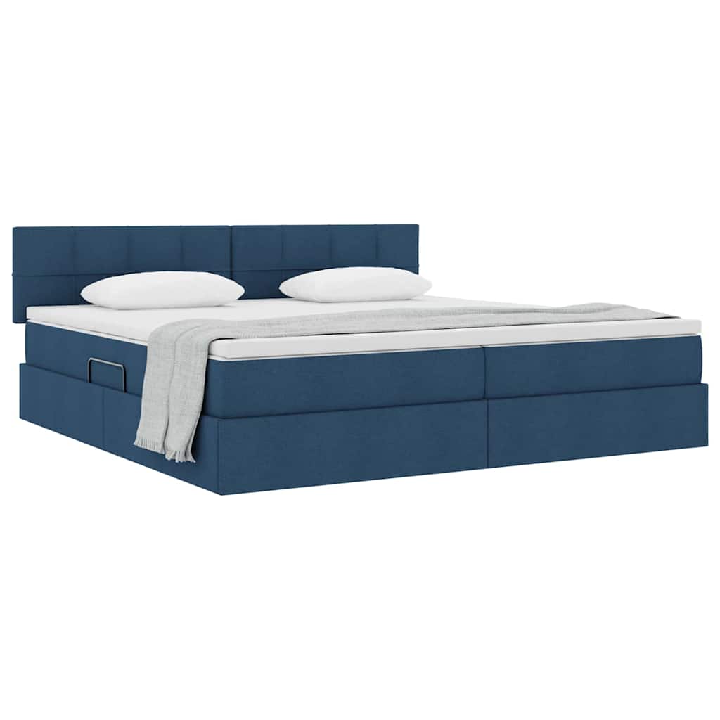 Letto con contenitore e materasso con testiera Blu 200 x 200 cm | homemem39