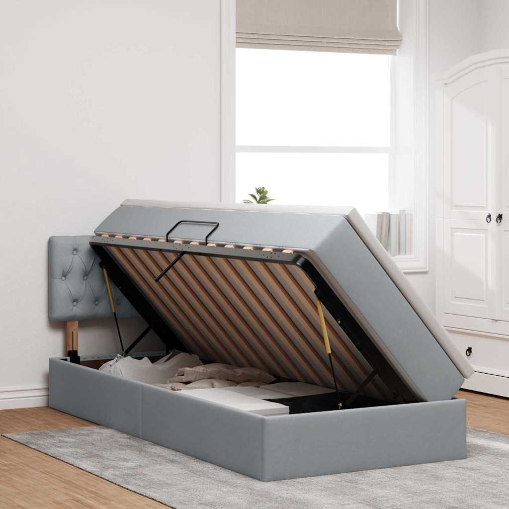 Letto con contenitore e materasso Grigio chiaro 90 x 190 cm | homemem39
