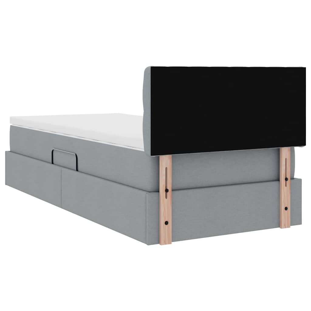 Letto con contenitore e materasso Grigio chiaro 90 x 190 cm