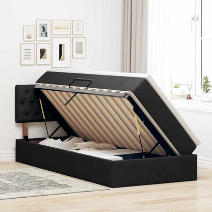 Letto con contenitore e materasso con testiera Nero 90 x 190 cm | homemem39