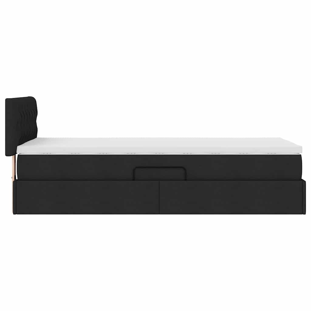 Letto con contenitore e materasso con testiera Nero 90 x 190 cm | homemem39