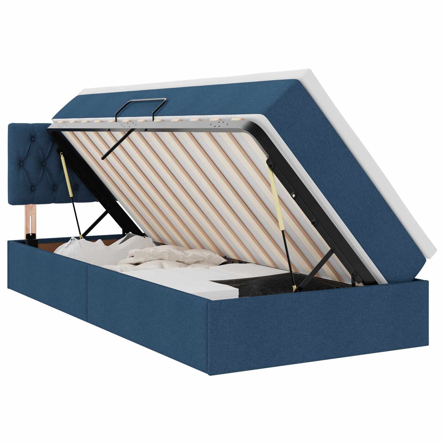 Letto con contenitore e materasso con testiera Blu 90 x 190 cm | homemem39