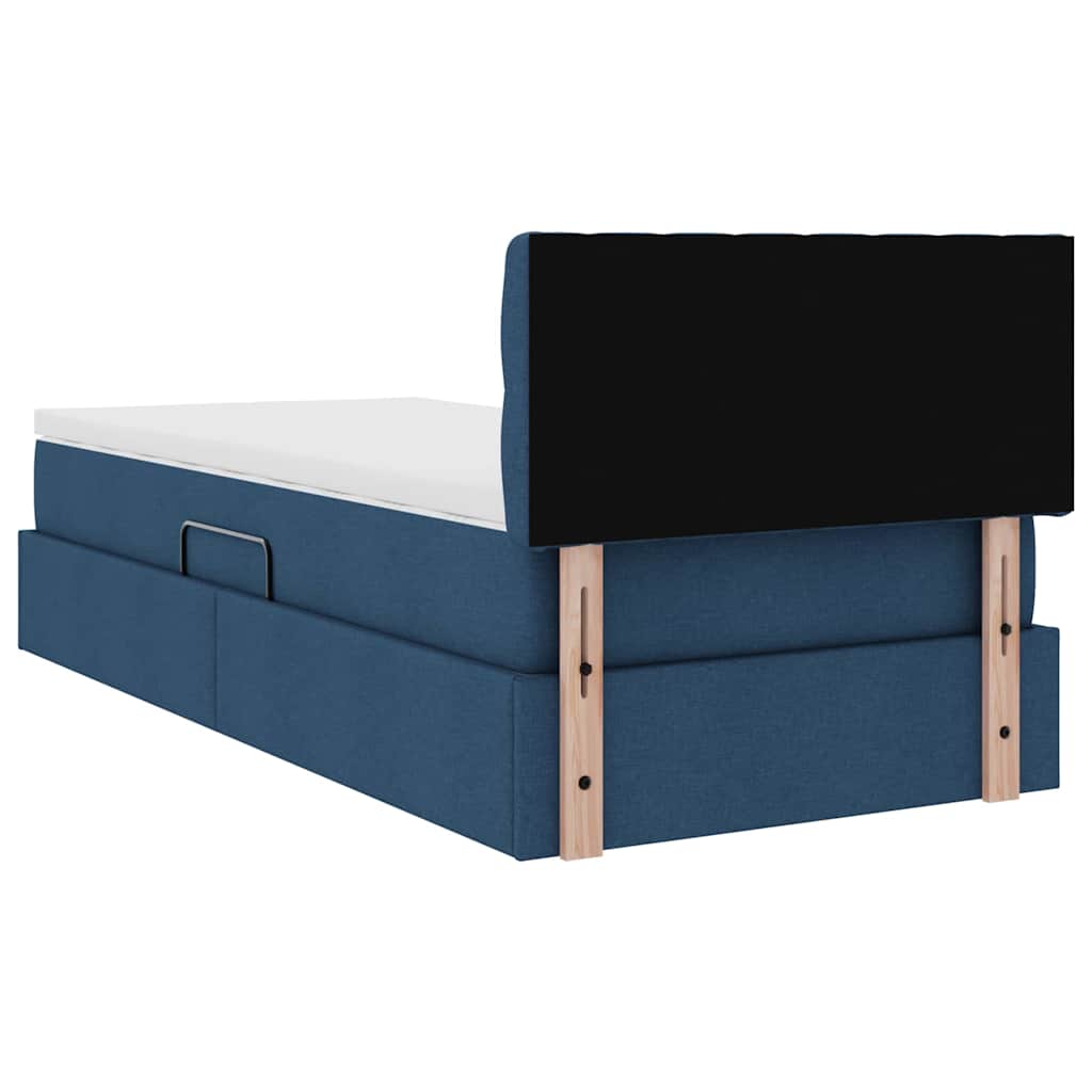 Letto con contenitore e materasso con testiera Blu 90 x 190 cm