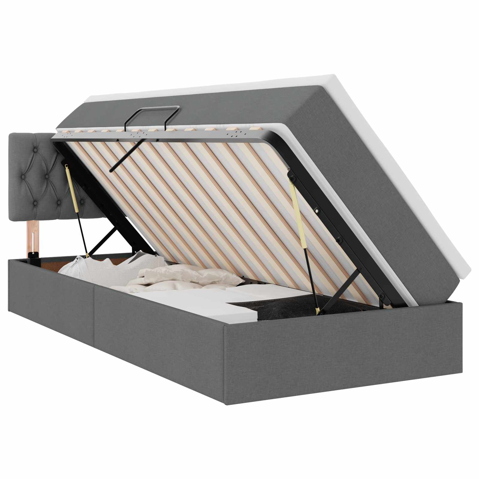 Letto con contenitore e materasso Grigio scuro 90 x 200 cm | homemem39