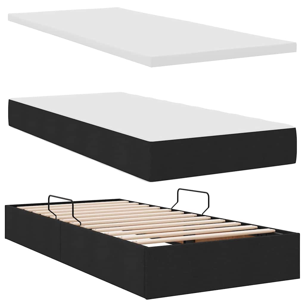 Letto con contenitore e materasso con testiera Nero 90 x 200 cm | homemem39