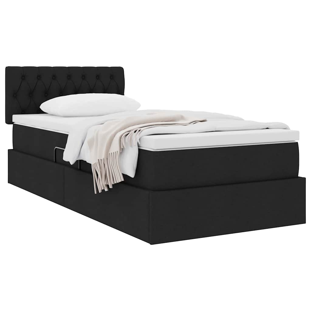Letto con contenitore e materasso con testiera Nero 90 x 200 cm | homemem39
