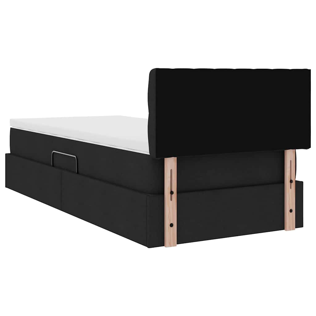 Letto con contenitore e materasso Nero 100 x 200 cm