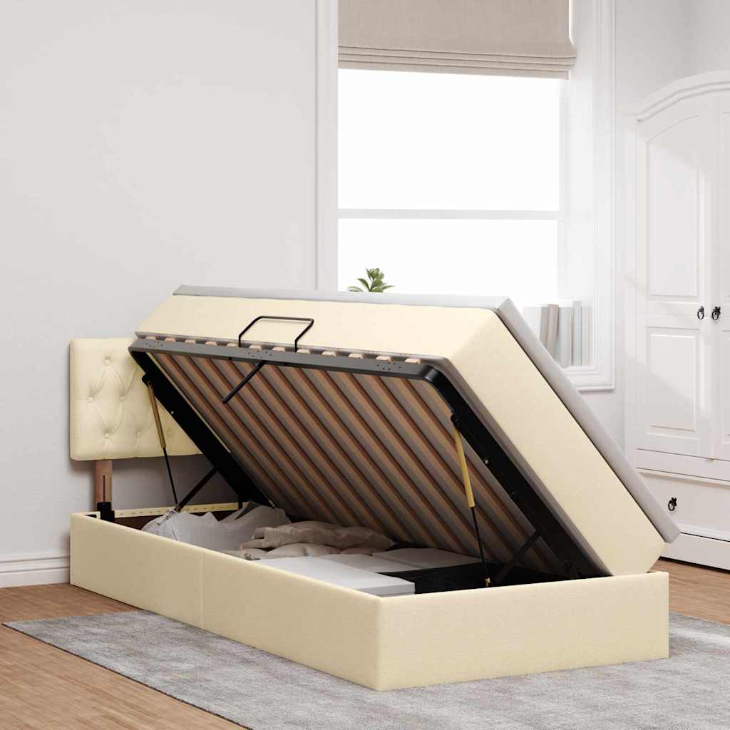 Letto con contenitore e materasso Crema 100 x 200 cm | homemem39