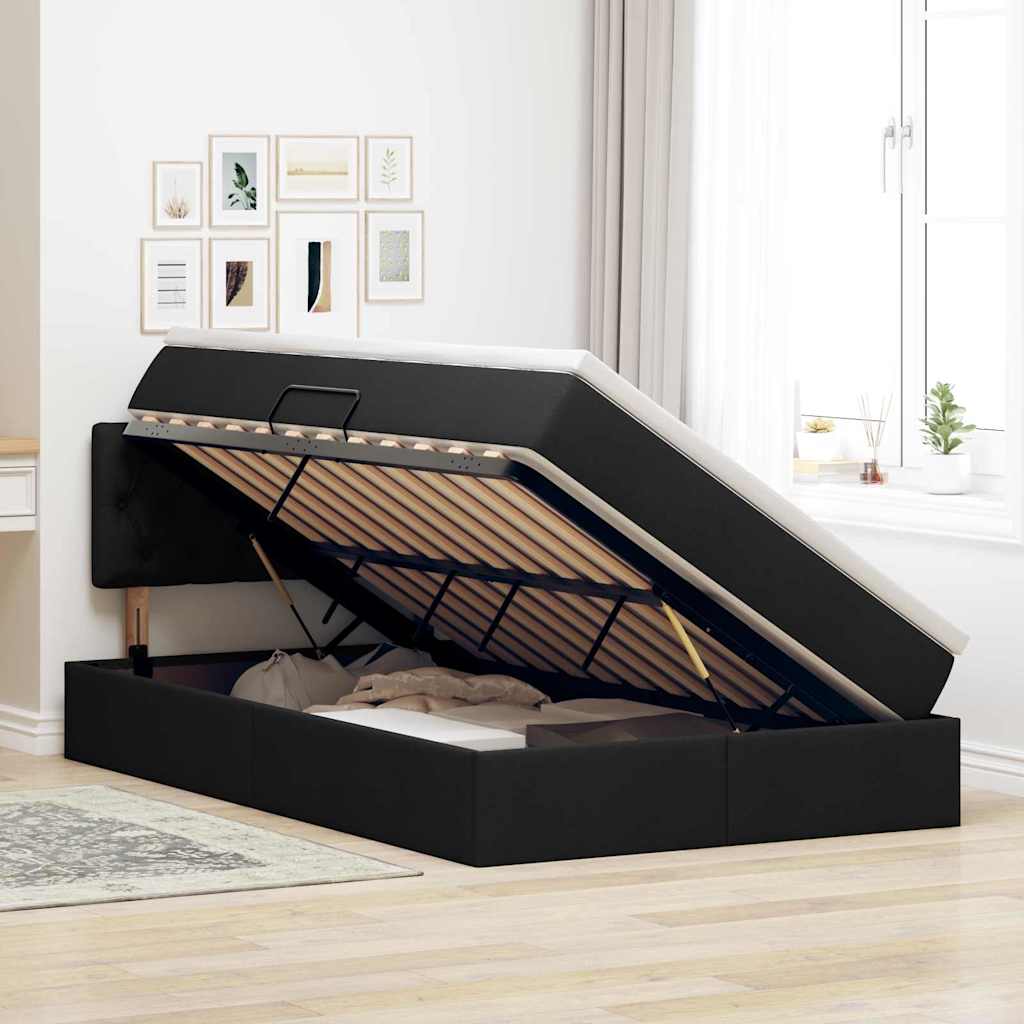 Letto con contenitore e materasso Nero 120 x 190 cm | homemem39
