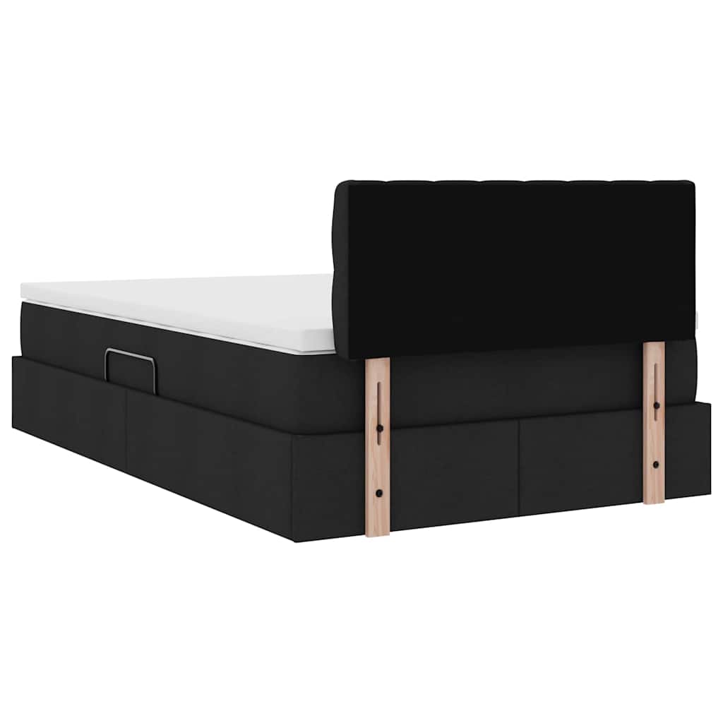 Letto con contenitore e materasso Nero 120 x 200 cm