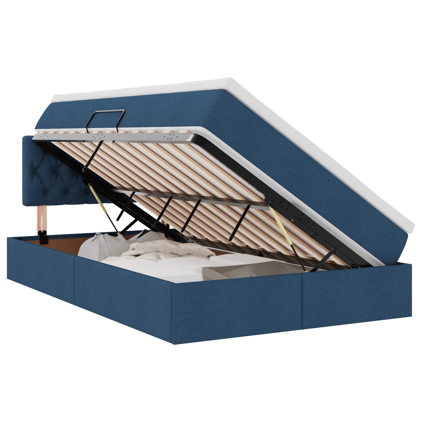 Letto con contenitore e materasso con testiera Blu 120 x 200 cm | homemem39