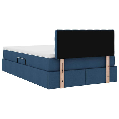 Letto con contenitore e materasso con testiera Blu 120 x 200 cm