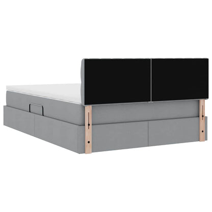 Letto con contenitore e materasso Grigio chiaro 140 x 190 cm