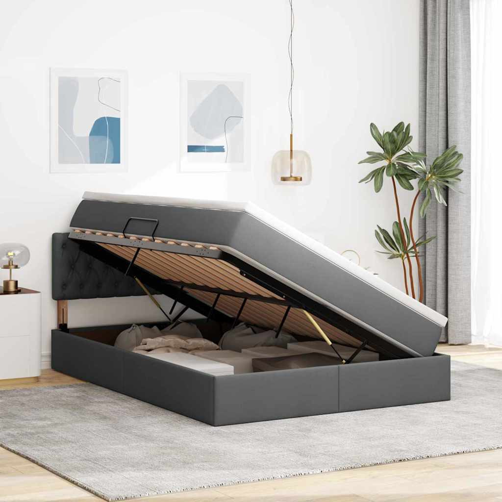 Letto con contenitore e materasso Grigio scuro 140 x 190 cm | homemem39