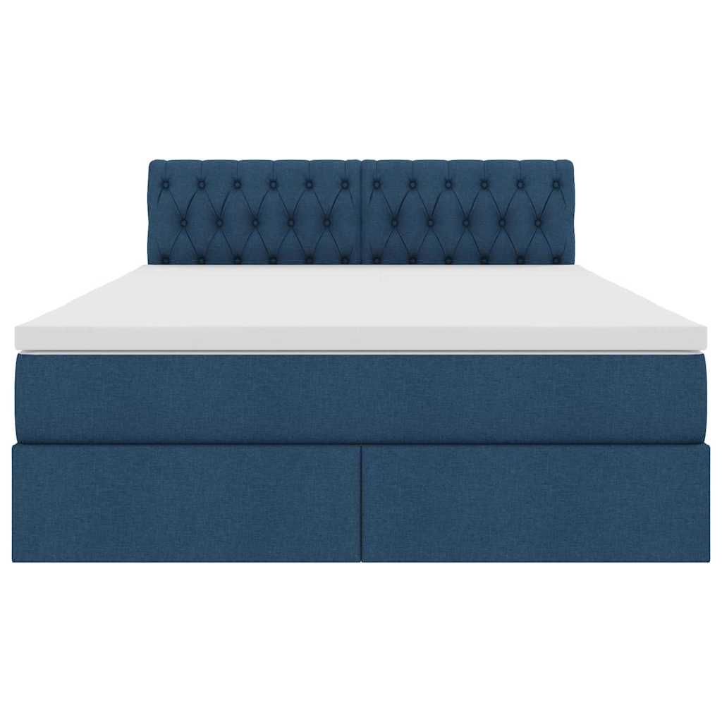 Letto con contenitore e materasso con testiera Blu 140 x 190 cm | homemem39