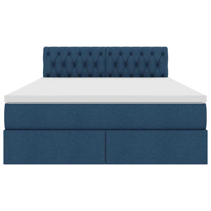 Letto con contenitore e materasso con testiera Blu 140 x 190 cm | homemem39