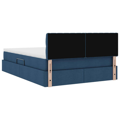 Letto con contenitore e materasso con testiera Blu 140 x 200 cm