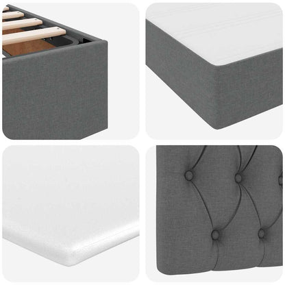 Letto con contenitore e materasso Grigio scuro 200 x 200 cm