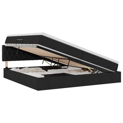 Letto con contenitore e materasso Nero 200 x 200 cm | homemem39