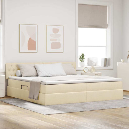 Letto con contenitore e materasso Crema 200 x 200 cm | homemem39