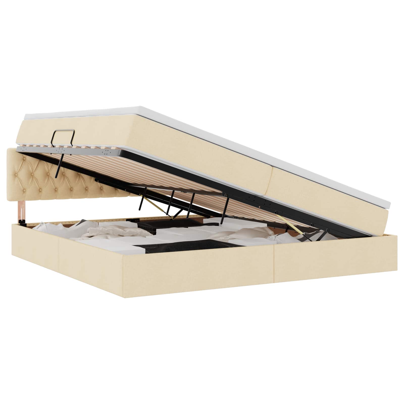 Letto con contenitore e materasso Crema 200 x 200 cm | homemem39