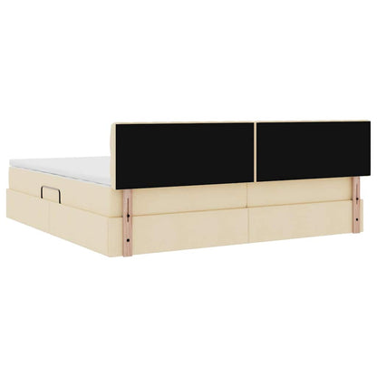 Letto con contenitore e materasso Crema 200 x 200 cm