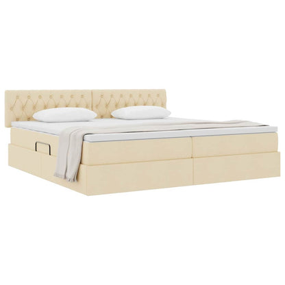 Letto con contenitore e materasso Crema 200 x 200 cm | homemem39