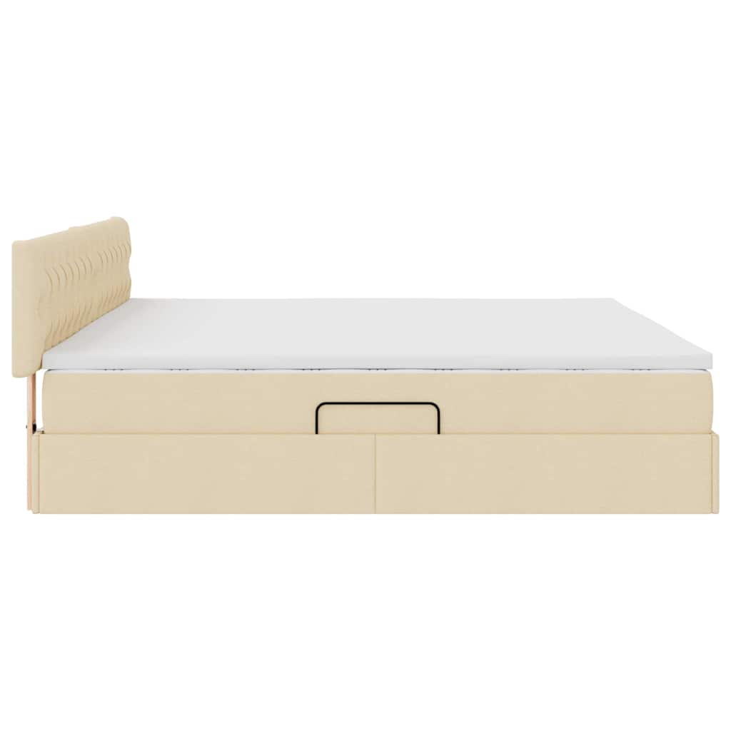 Letto con contenitore e materasso Crema 200 x 200 cm