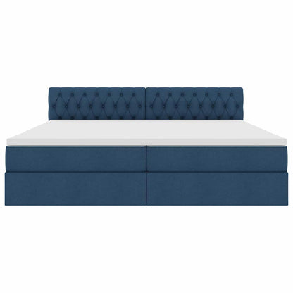 Letto con contenitore e materasso con testiera Blu 200 x 200 cm | homemem39