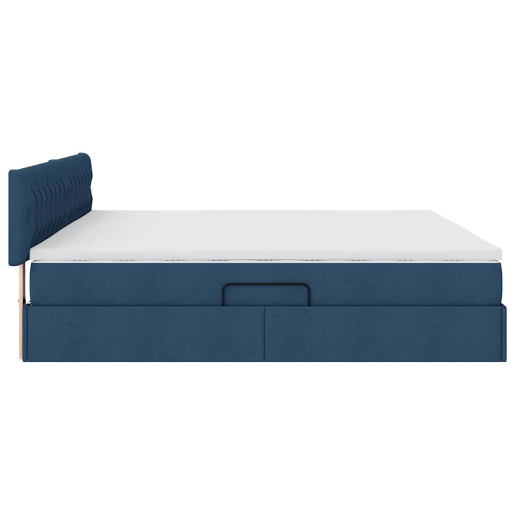 Letto con contenitore e materasso con testiera Blu 200 x 200 cm | homemem39