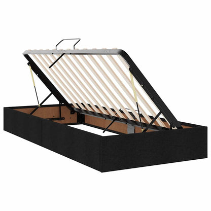 Letto con contenitore e materasso con testiera Nero 90 x 190 cm