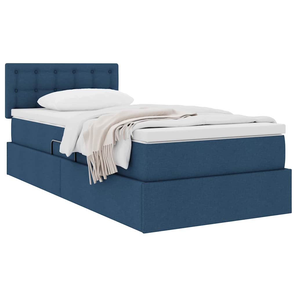 Letto con contenitore e materasso con testiera Blu 90 x 190 cm | homemem39