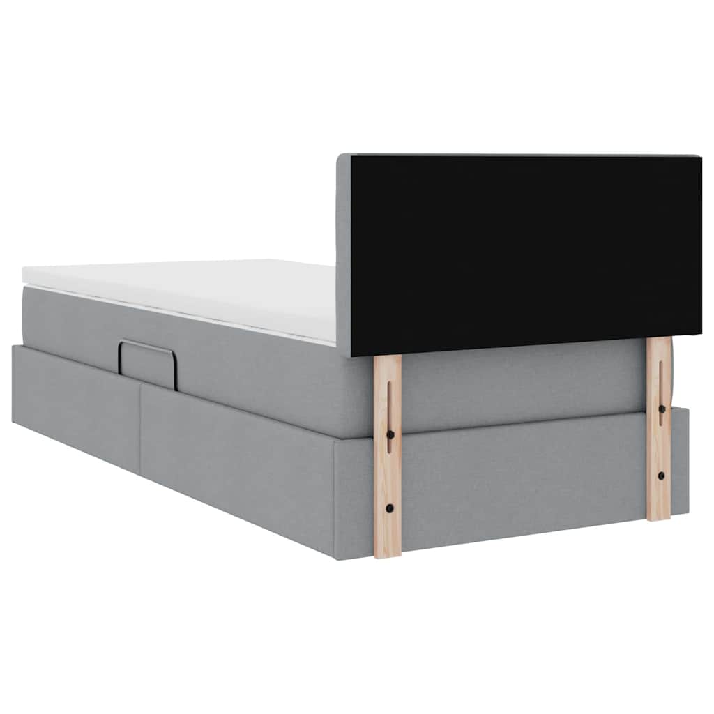 Letto con contenitore e materasso Grigio chiaro 90 x 200 cm