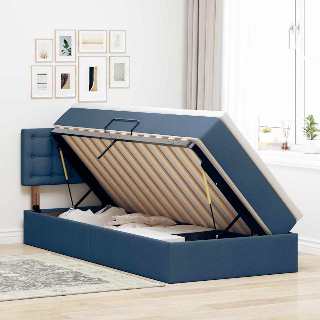 Letto con contenitore e materasso con materasso Blu 90 x 200 cm | homemem39