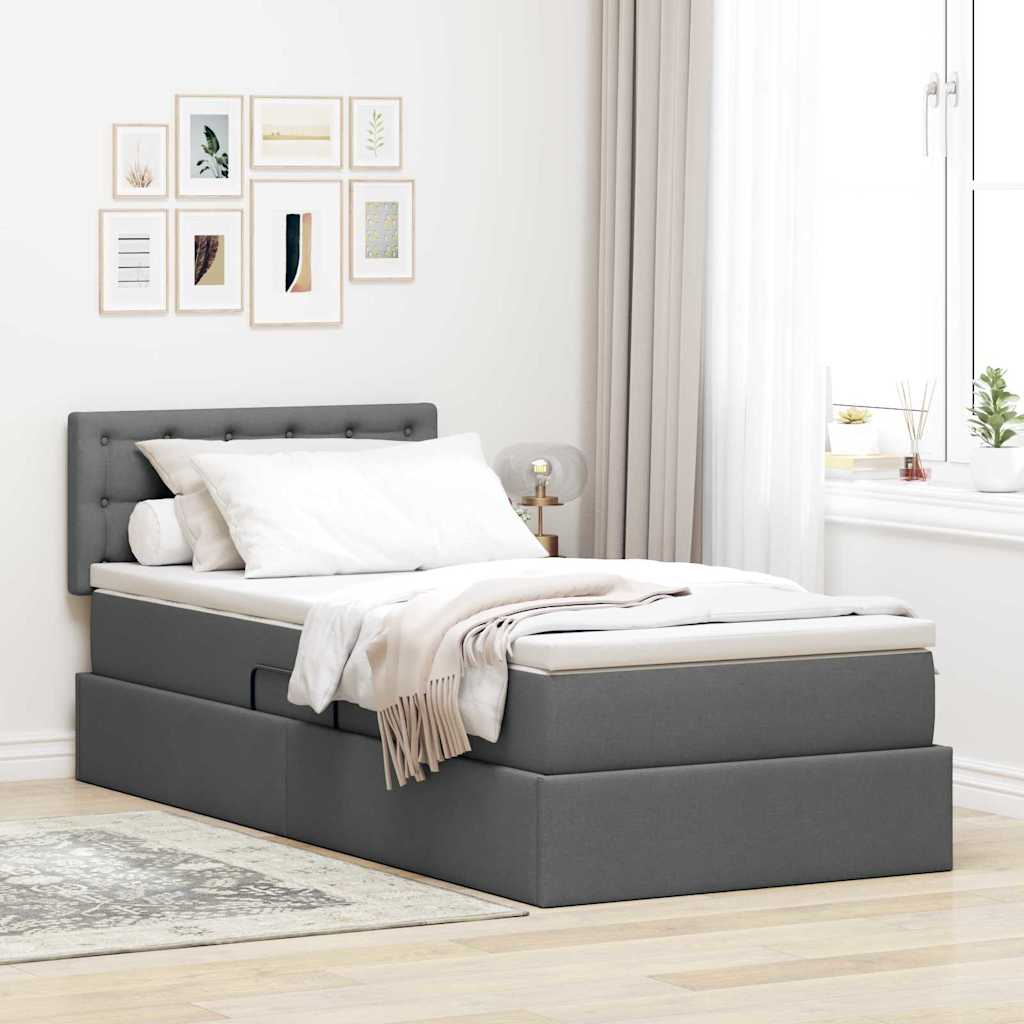 Letto con contenitore e materasso Grigio scuro 100 x 200 cm | homemem39